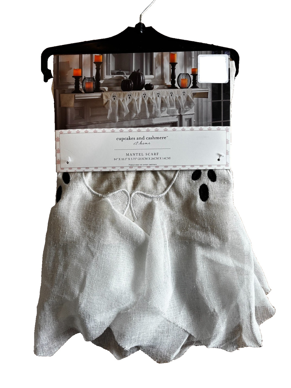Cupcakes and Cashmere Ghost Mantle Scarf Cover Halloween Spooky Neutral Linen
